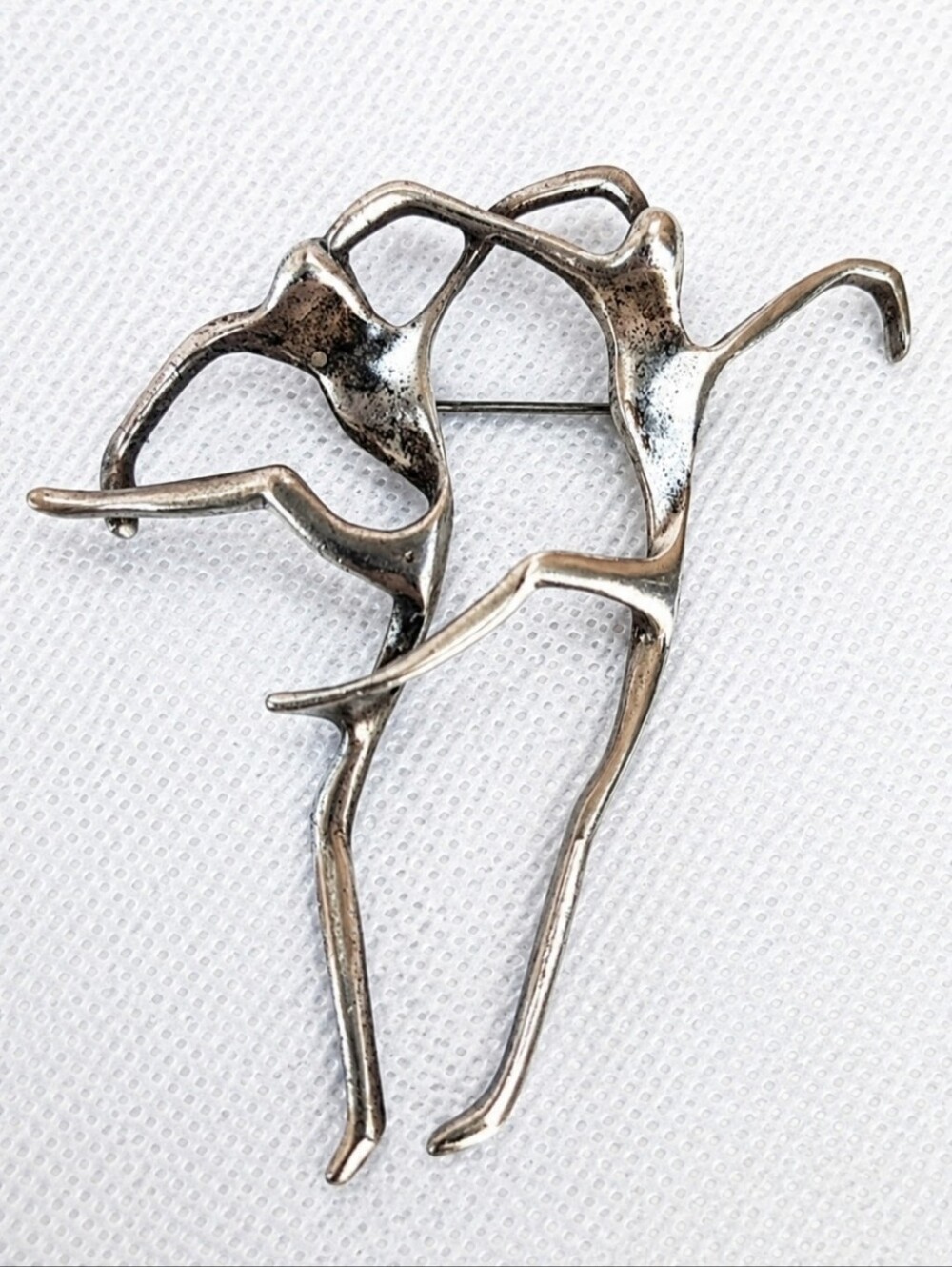 Dancers Dancing Figures Vintage Brooch Signed AJC Abstract Modernist Sterling